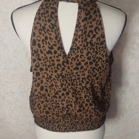 Sienna Sky Sleeveless Animal Print Top Key Hole Halter Size L - Picture 3 of 7